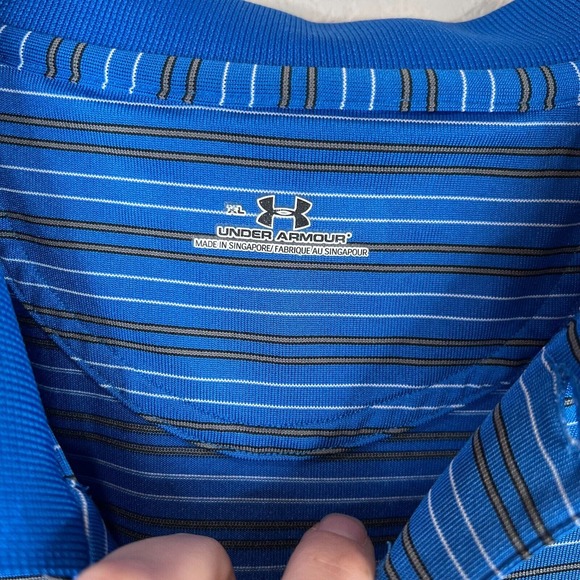 Under Armour Men's Classic Striped Polo Shirt Short Sleeve Blue Size XL - Picture 6 of 14